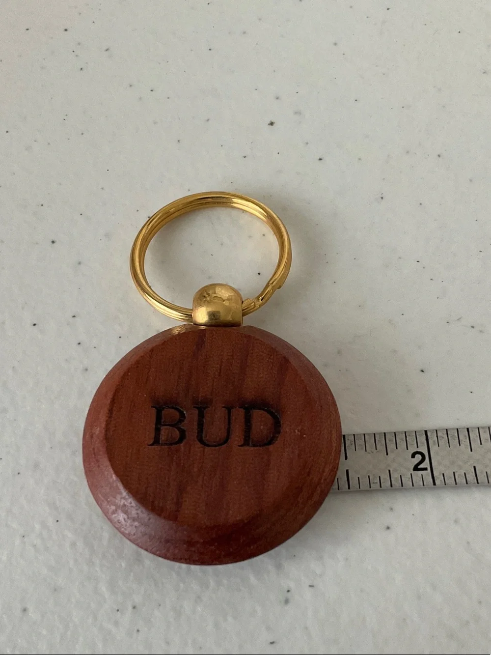 Wooden Keychain with Gold Ring - Brown